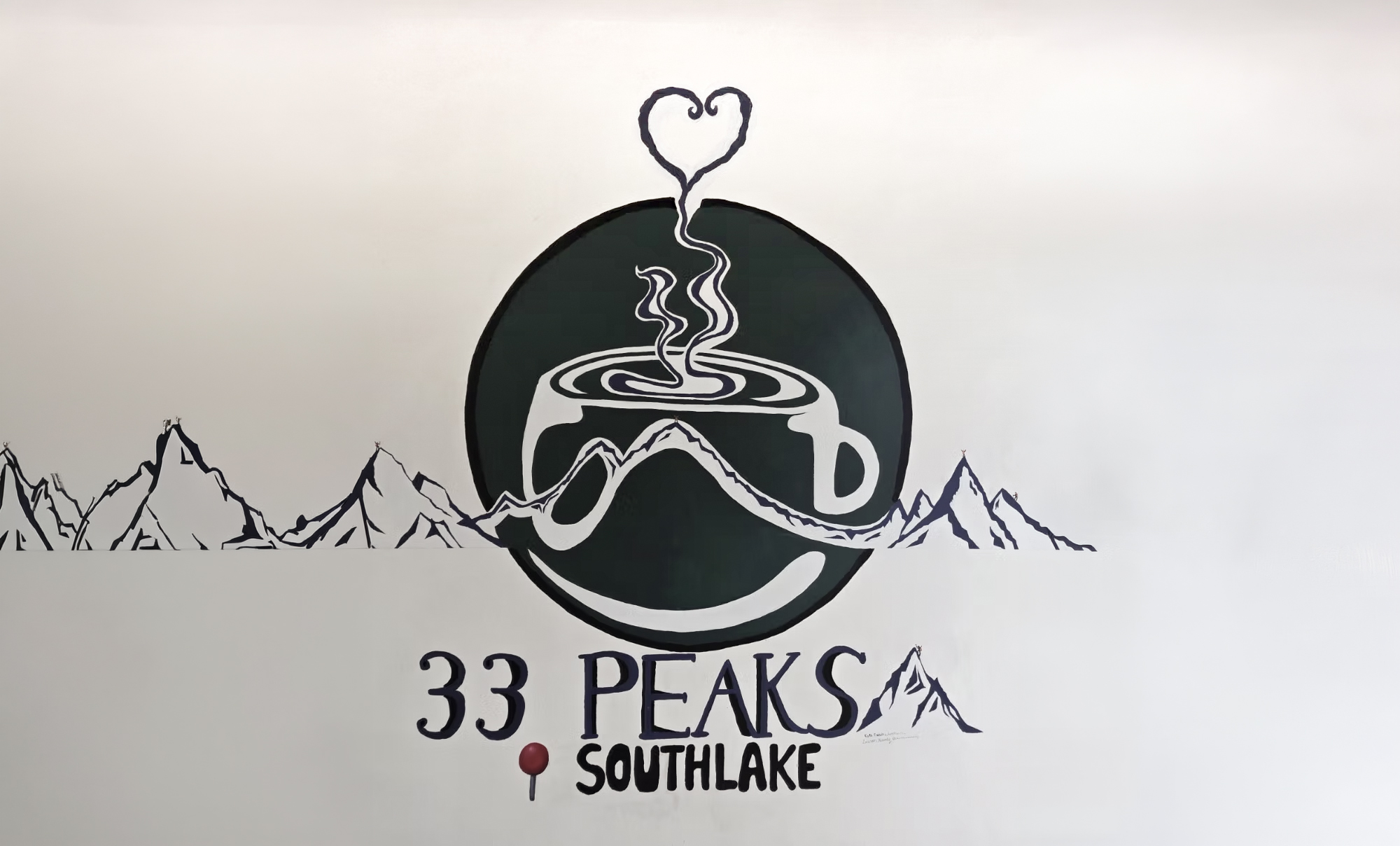 33 Peaks mountain mural and logo art